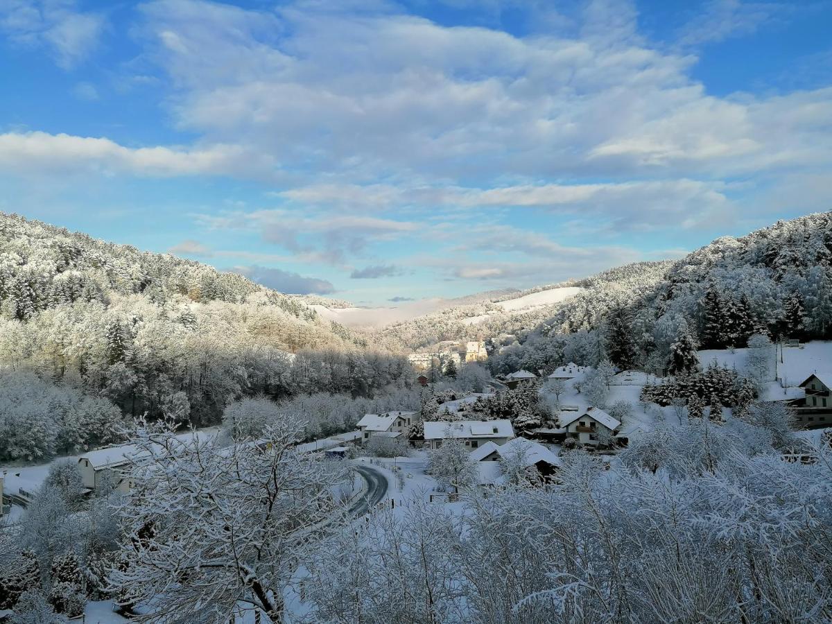 Das Paradieschen Edlitz - Stilvolles Blockhaus Mit Kamin Exterior foto